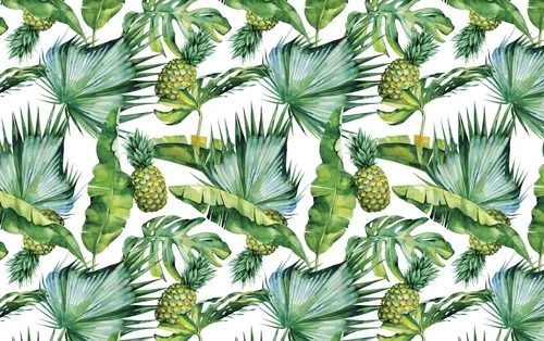 в загородный дом, листья, тропические, ананасы, на белом фоне