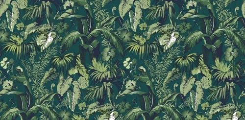 в загородный дом, тропические растения, ярко зеленые