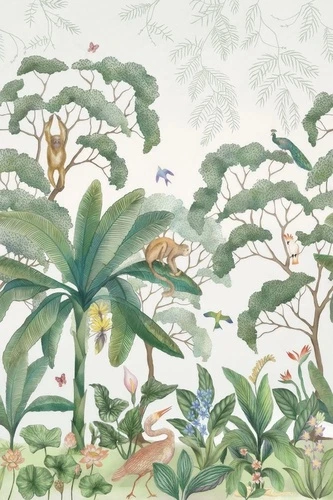 в загородный дом, тропики, пальмы, на белом фоне