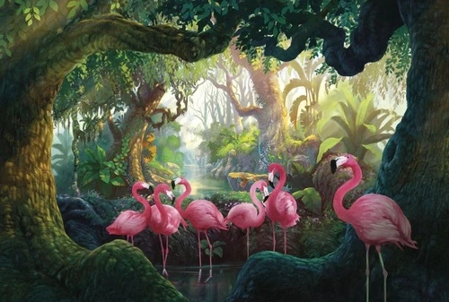 в загородный дом, сказочный лес, фламинго