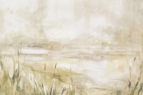 пейзаж, бежевые, в тумане, акварель