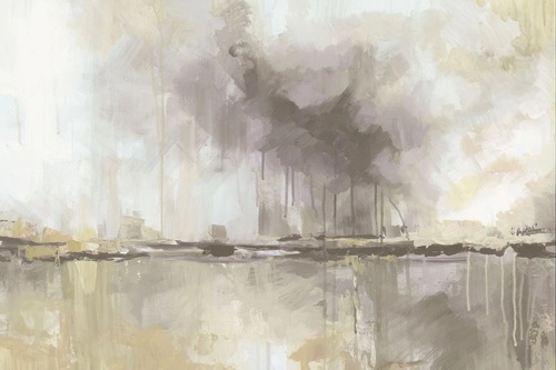 пейзаж, акварель, бежевые, коричневые