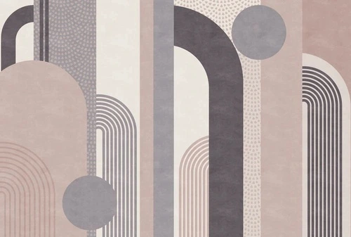 абстракция, геометрия, круги, арки, серо-бежевая