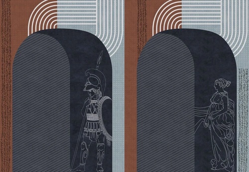 абстракция, арка, черно-голубая