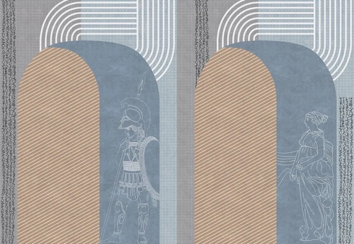 абстракция, арка, бежево-голубая