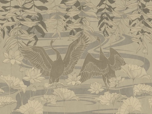 в ванную комнату, журавли, бежевые