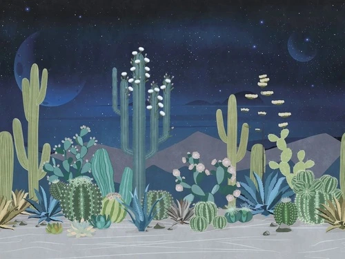 в ванную комнату, кактусы, поп-арт, синий