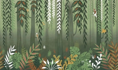 в ванную комнату, тропики, лианы, зеленая