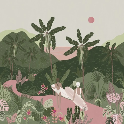 в ванную комнату, тропики, пальмы, болотная