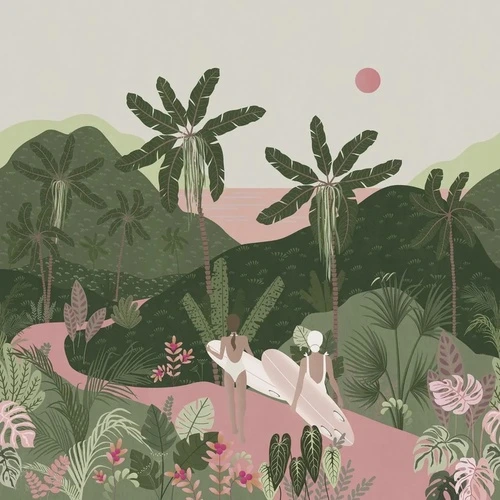 в ванную комнату, тропики, пальмы, болотная