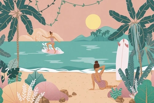 в детскую комнату, море, пальмы, пляж