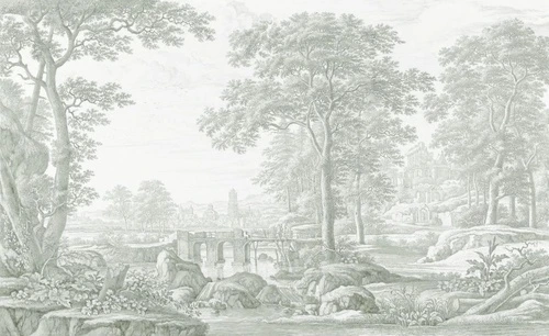 пейзаж, популярные, серо-зеленая, деревья, светлые деревья, деревья в лесу, лес, мостик, река, новинки