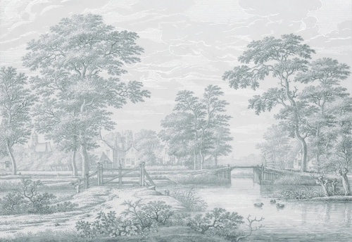 пейзаж, популярные, бирюзовая, деревья, лес, светлые деревья, деревья в лесу, мостик, река, новинки