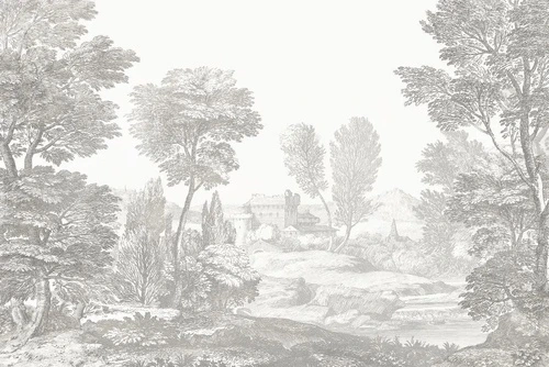 пейзаж, лес, гравюра, графика, бежевые, деревья, в гостиную, в загородный дом, в отель, новинки