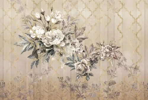 в стиле прованс, бежевые, белые цветы
