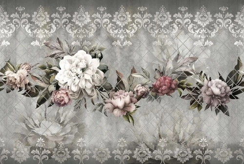 в стиле прованс, серая, белый цветок