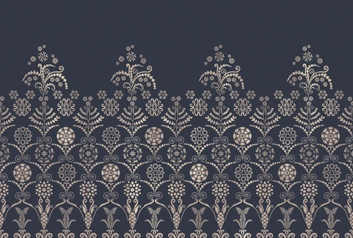 поталь, серебро, узор, на темном фоне, темно синяя