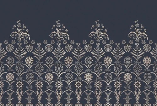 поталь, серебро, узор, на темном фоне, темно синяя