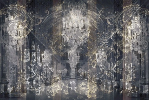 в стиле прованс, на черном фоне, узор стертый