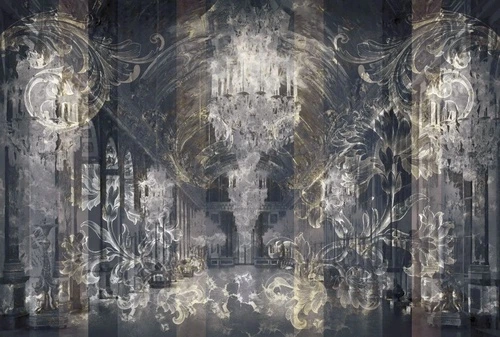 в стиле прованс, на черном фоне, узор стертый