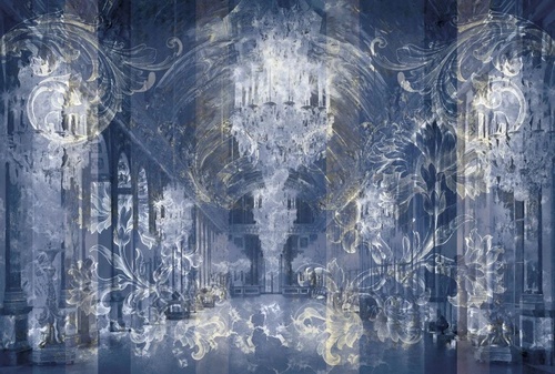 в стиле прованс, синий, темно синяя, узор стертый