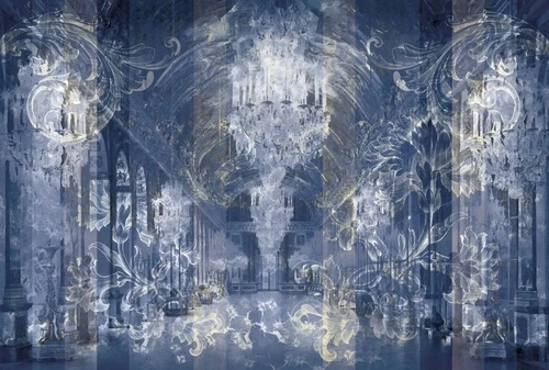 в стиле прованс, синий, темно синяя, узор стертый