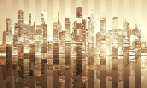 лофт, город, мегаполис, сити, небоскребы, коричневая