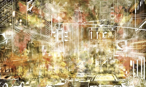 лофт, город, желтая