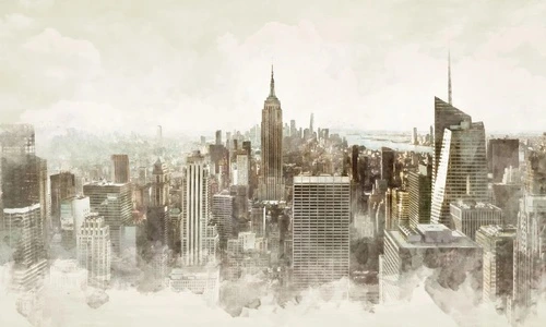 лофт, винтаж, город, мегаполис, сити, небоскребы, бежевые