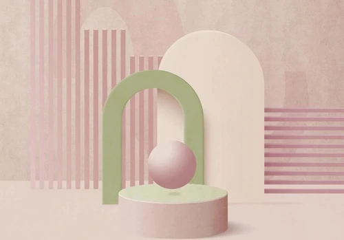 3Д, геометрия, персиковая