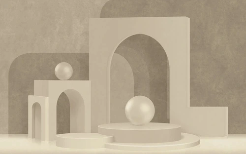 3Д, геометрия, бежевые, шар