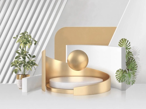 3Д, геометрия, серая, с золотом, золотая, шар