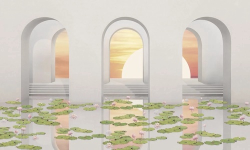 геометрия, 3Д, арки, белые, листья