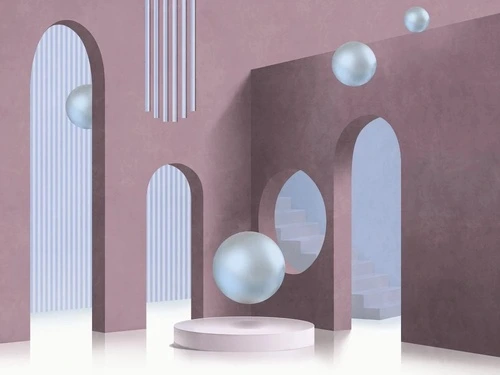геометрия, арки, серо-розовая, 3д