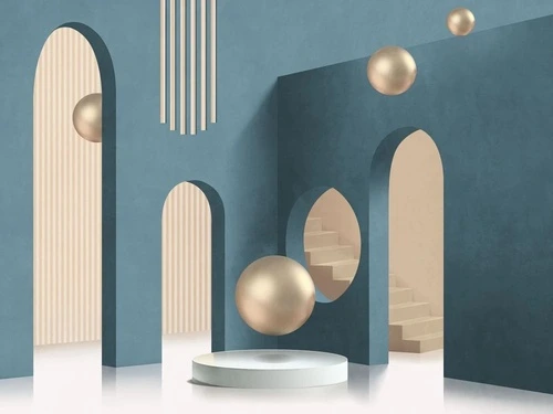 геометрия, 3Д, арки, бирюзовая