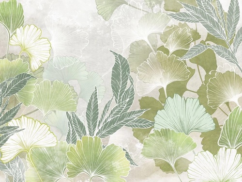 в детскую комнату, листья, зеленая, салатовая