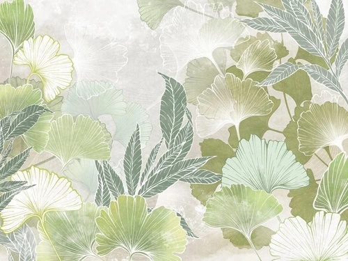 в детскую комнату, листья, зеленая, салатовая