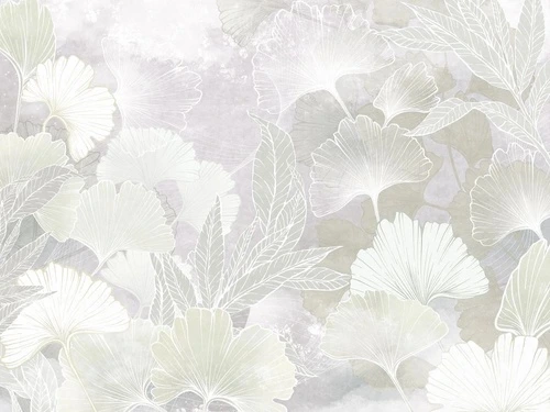 в детскую комнату, листья, белая, бело-серая