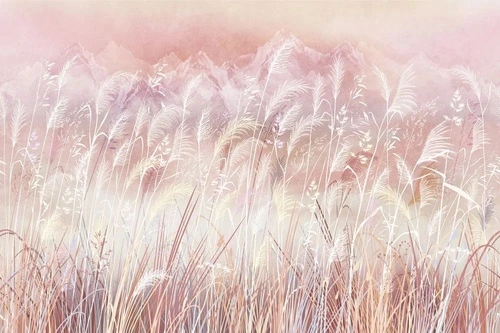 в загородный дом, поле, колосья, белые, светло розовая