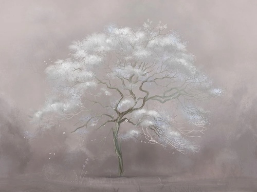 в загородный дом, дерево, бело-бежевая