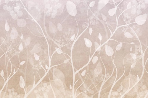 в детскую комнату, листья, ветки, белые, бежевые