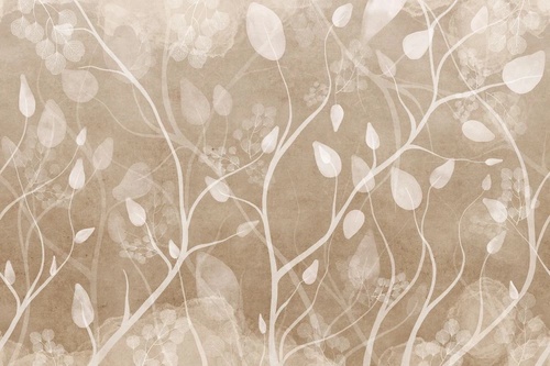 в детскую комнату, листья, ветки, белые, светло коричневая