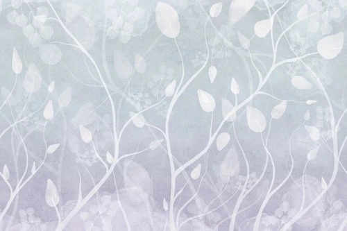 в детскую комнату, ветки, листья, серо-голубая