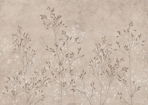 в загородный дом, бежевые, графика, ветки, трава