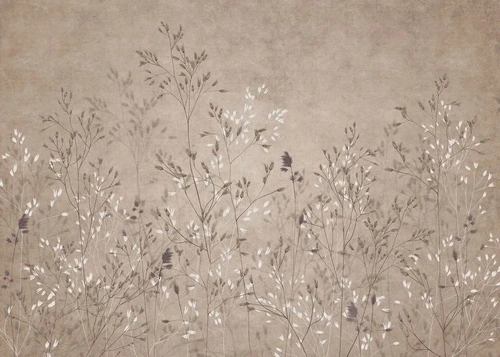 в загородный дом, светло-коричневая, графика, ветки, трава