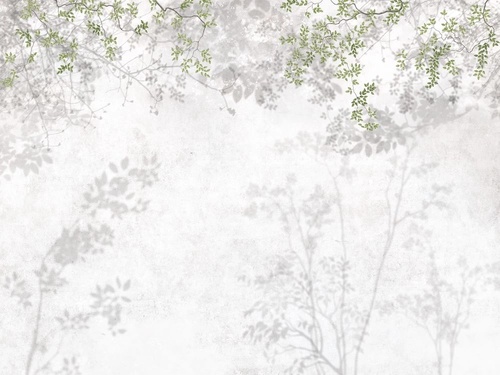 в спальню, бежевые, ветки, листья, зеленые