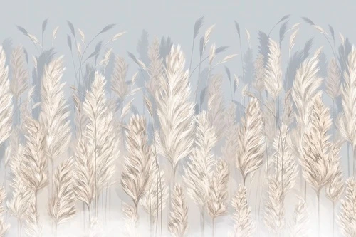 в спальню, в гостиную, колосья, перья, бежево-голубая