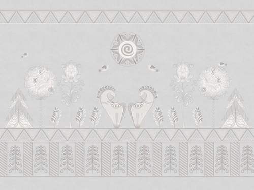 в детскую комнату, розово-серая, лошадки