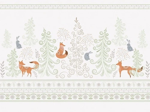 в детскую комнату, зайчик, лиса, кремовая