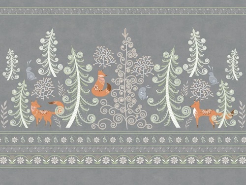 в детскую комнату, зайчик, лиса, серая